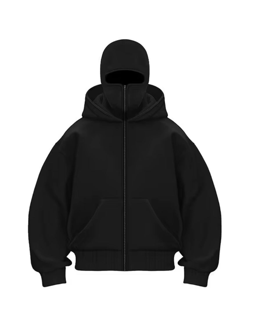 Men’s Oversized Zip-Up Hoodie – Black