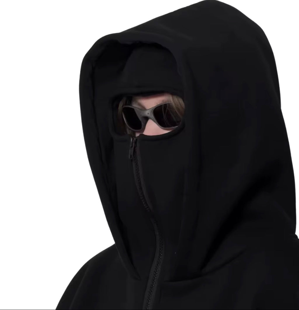 Men’s Oversized Zip-Up Hoodie – Black