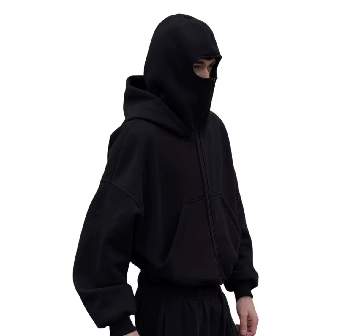 Men’s Oversized Zip-Up Hoodie – Black